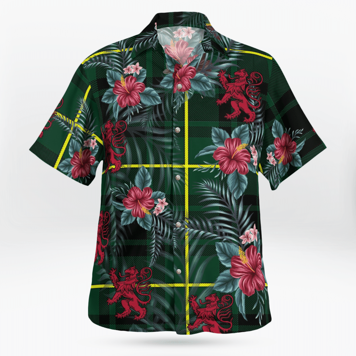 Clan MacArthur Modern Tartan Scottish Lion Hawaiian Shirt VC57 MacArthur Modern Tartan Tartan Hawaii Shirt   
