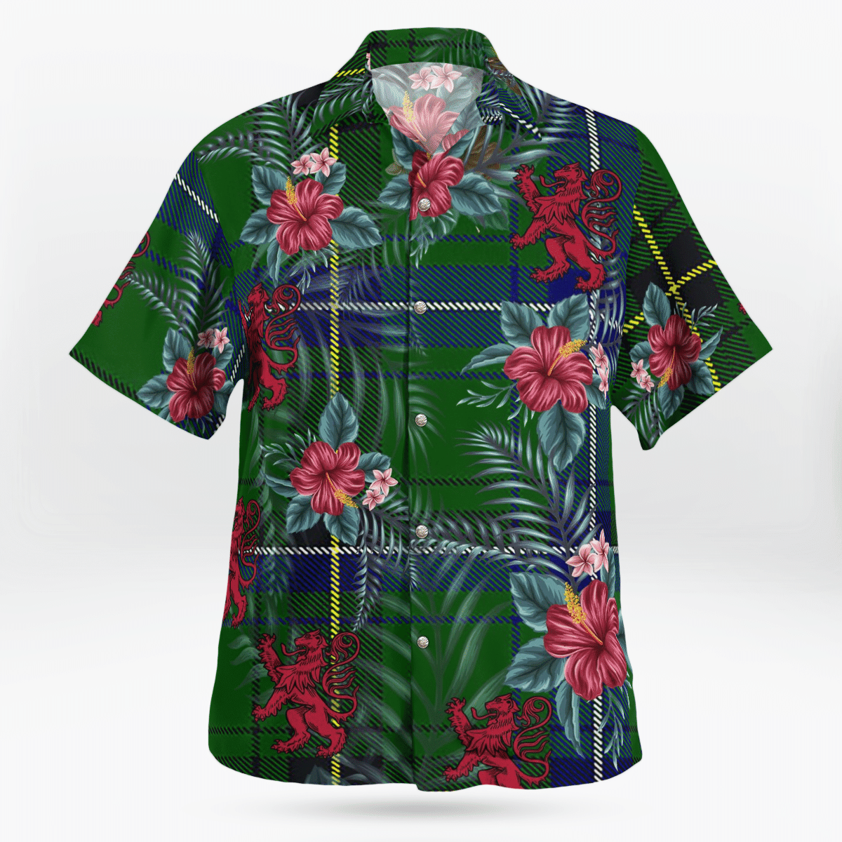 Clan Henderson Modern Tartan Scottish Lion Hawaiian Shirt GR73 Henderson Modern Tartan Tartan Hawaii Shirt   