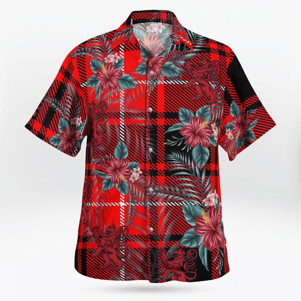 Clan MacIver Modern Tartan Scottish Lion Hawaiian Shirt BJ31 MacIver Modern Tartan Tartan Hawaii Shirt   