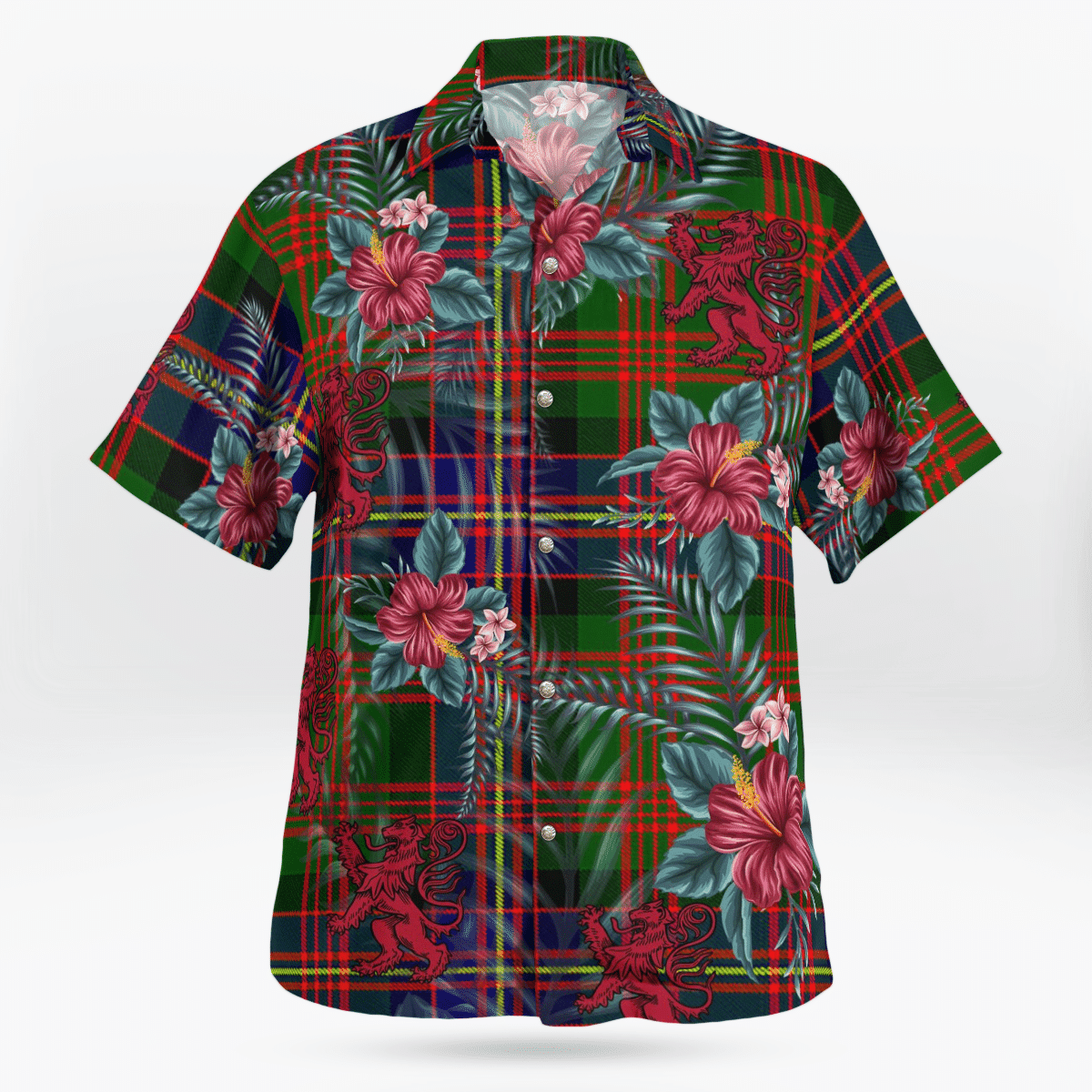 Clan Cochrane Modern Tartan Scottish Lion Hawaiian Shirt NL65 Cochrane Modern Tartan Tartan Hawaii Shirt   