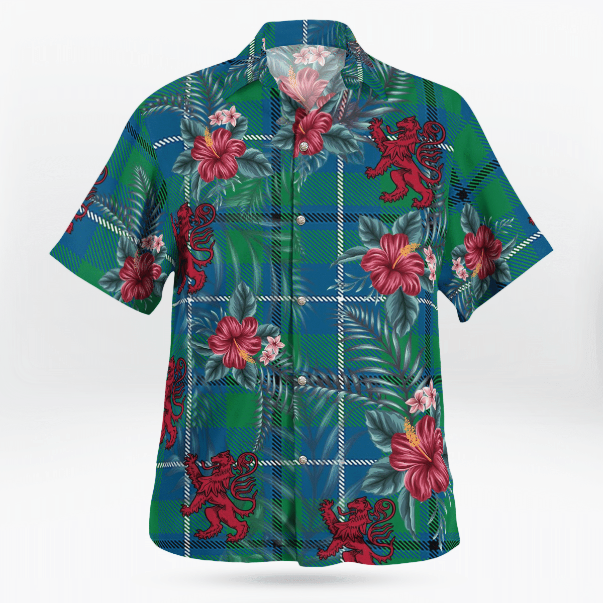 Clan Douglas Ancient Tartan Scottish Lion Hawaiian Shirt YF84 Douglas Ancient Tartan Tartan Hawaii Shirt   