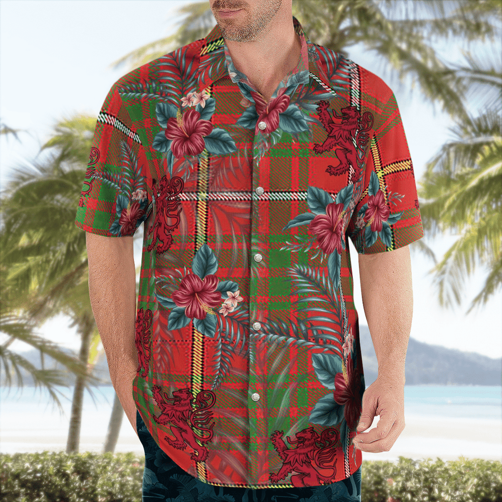 Clan Carruthers Tartan Scottish Lion Hawaiian Shirt DS50 Carruthers Tartan Tartan Hawaii Shirt   