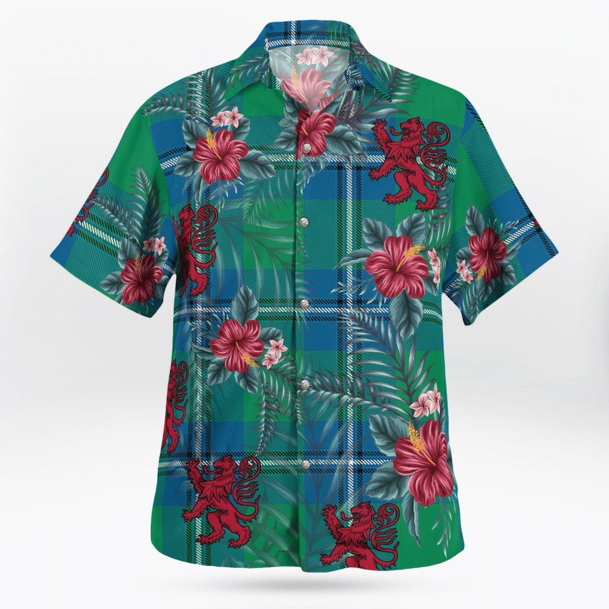 Clan Irvine Ancient Tartan Scottish Lion Hawaiian Shirt EP21 Irvine Ancient Tartan Tartan Hawaii Shirt   