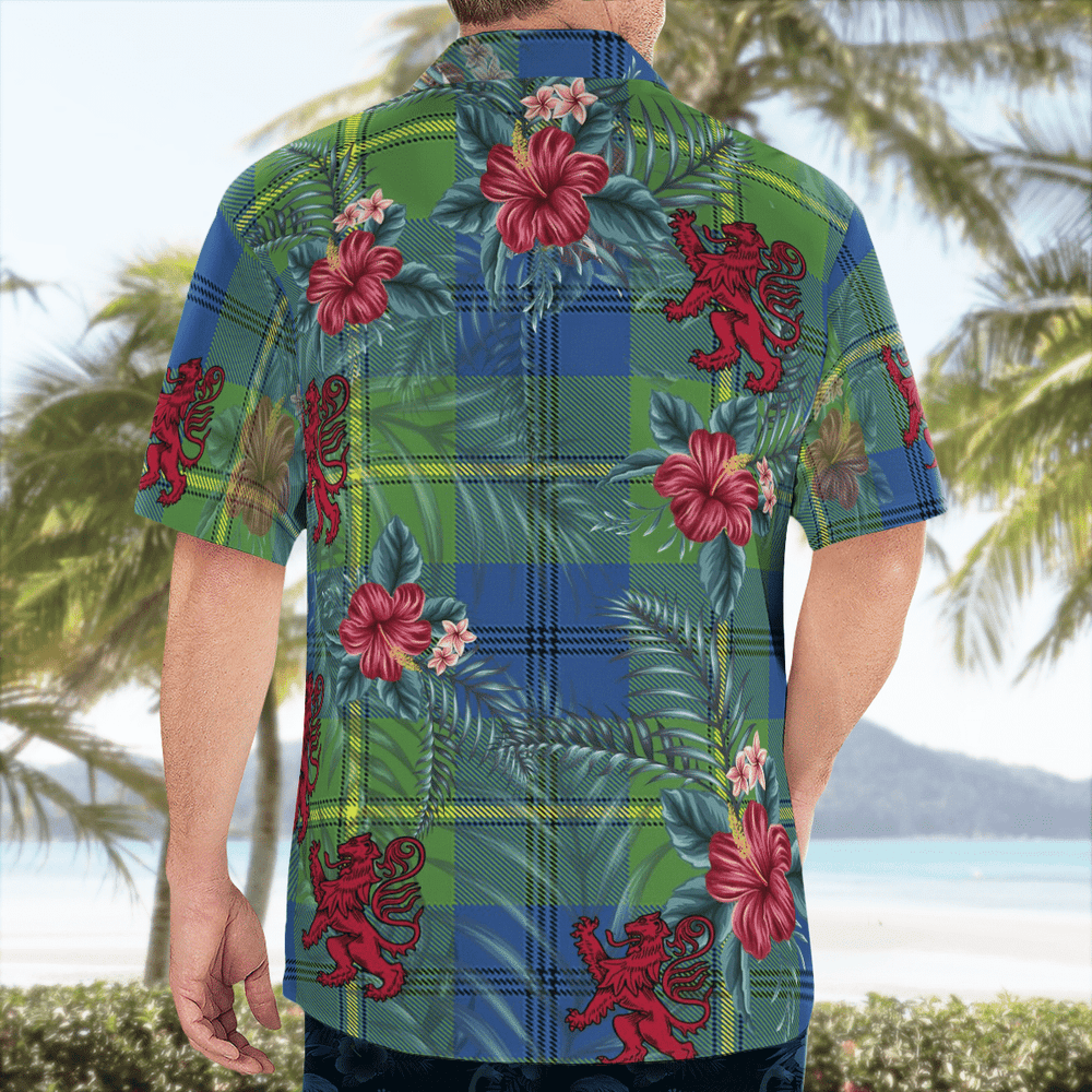 Clan Johnston Ancient Tartan Scottish Lion Hawaiian Shirt GN57 Johnston Ancient Tartan Tartan Hawaii Shirt   