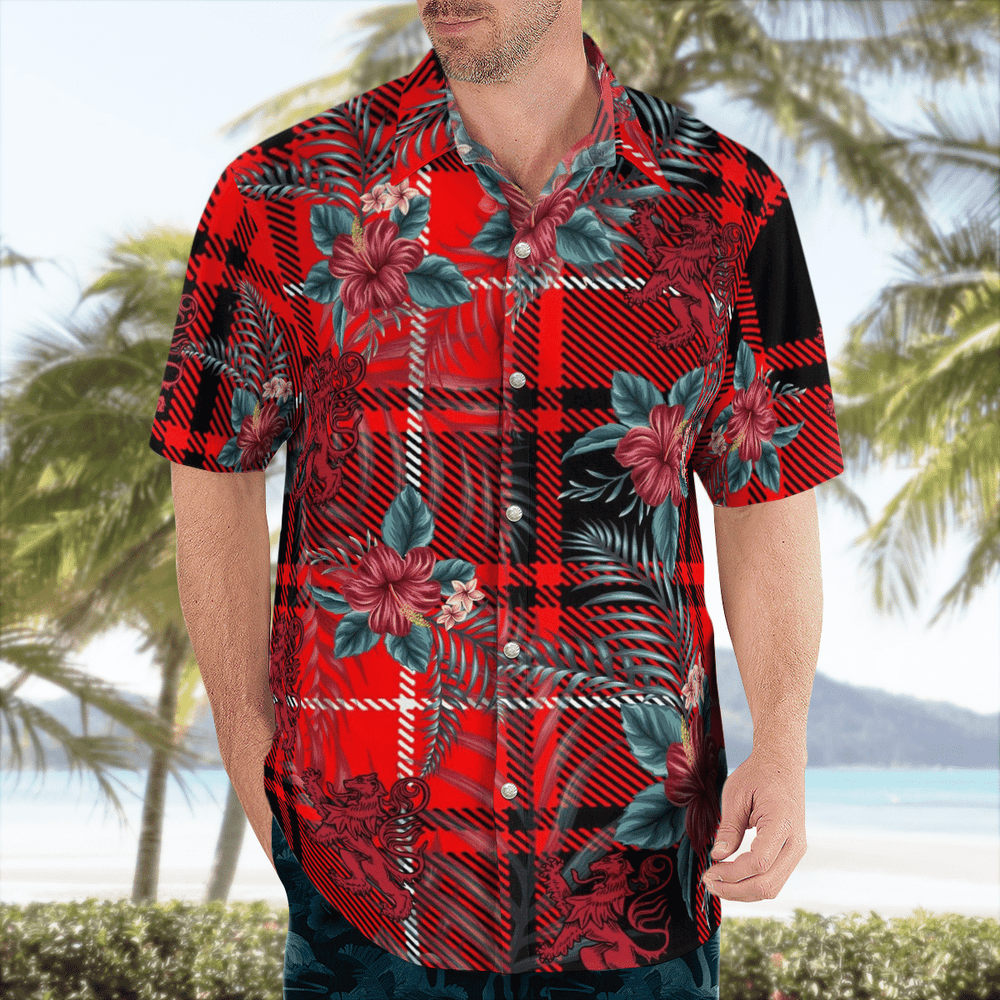 Clan MacIver Modern Tartan Scottish Lion Hawaiian Shirt BJ31 MacIver Modern Tartan Tartan Hawaii Shirt   