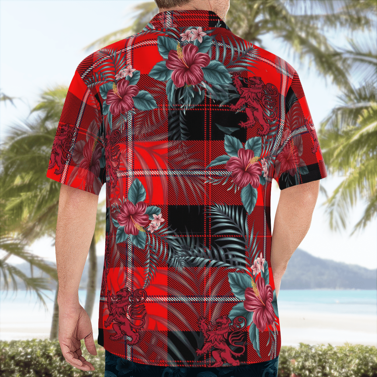 Clan Cunningham Modern Tartan Scottish Lion Hawaiian Shirt SV51 Cunningham Modern Tartan Tartan Hawaii Shirt   