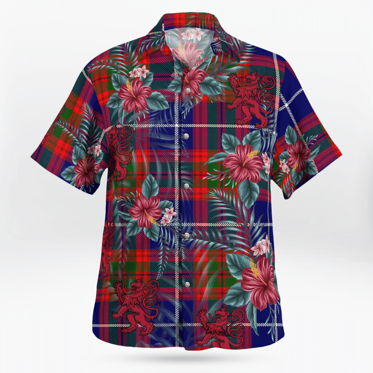 Clan Edinburgh District Tartan Scottish Lion Hawaiian Shirt AF40 Edinburgh District Tartan Tartan Hawaii Shirt   