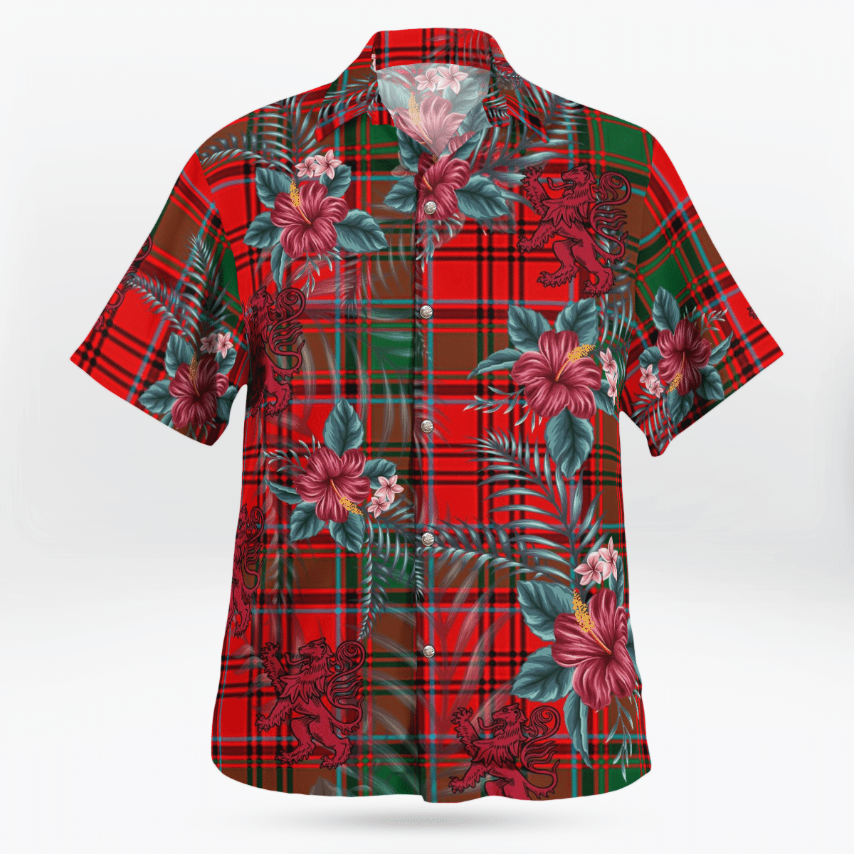Clan Heron Tartan Scottish Lion Hawaiian Shirt ZO25 Heron Tartan Tartan Hawaii Shirt   