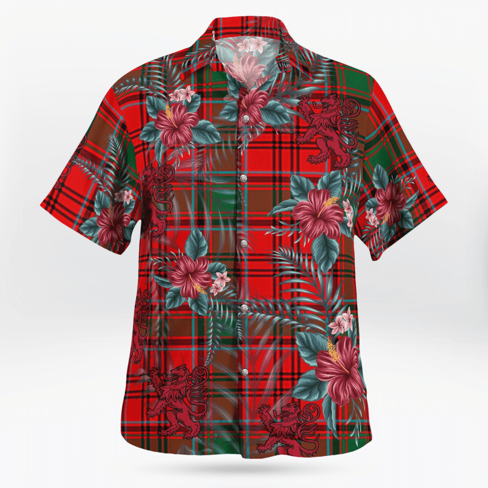 Clan Heron Tartan Scottish Lion Hawaiian Shirt ZO25 Heron Tartan Tartan Hawaii Shirt   