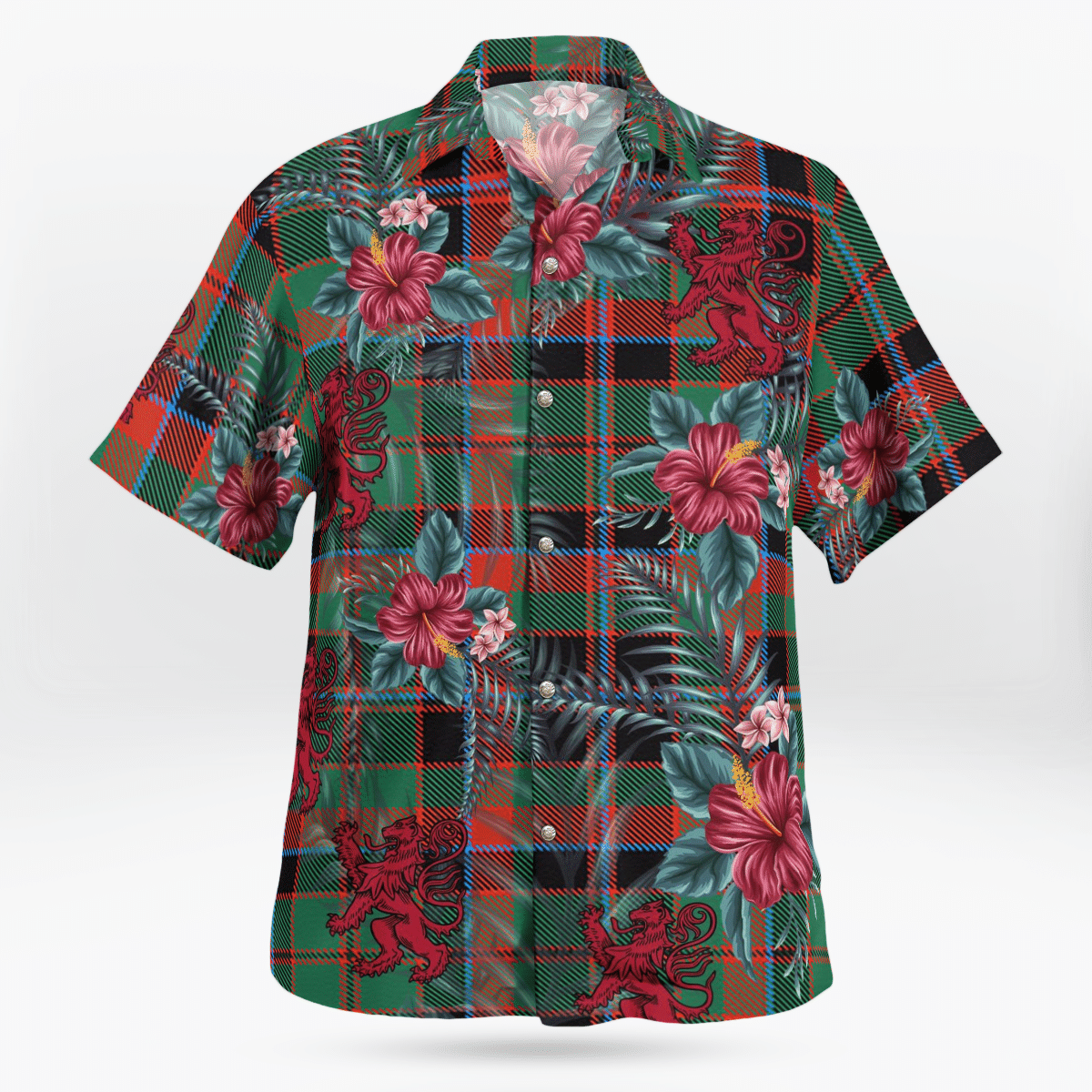 Clan Cumming Hunting Ancient Tartan Scottish Lion Hawaiian Shirt VV98 Cumming Hunting Ancient Tartan Tartan Hawaii Shirt   