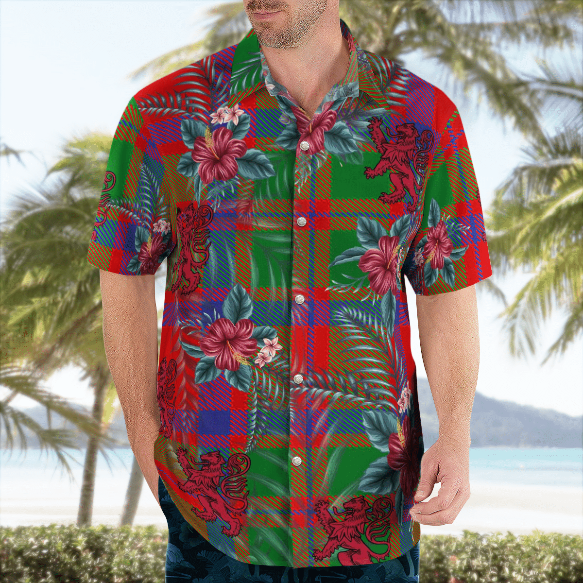 Clan MacKintosh Modern Tartan Scottish Lion Hawaiian Shirt SU68 MacKintosh Modern Tartan Tartan Hawaii Shirt   