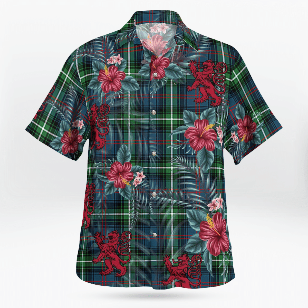 Clan Clan Bannatyne 1 Tartan Scottish Lion Hawaiian Shirt DI26 Bannatyne 1 Tartan Tartan Hawaii Shirt   