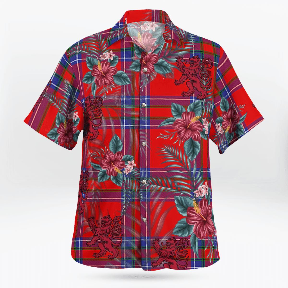 Clan Inverness District Tartan Scottish Lion Hawaiian Shirt GK62 Inverness District Tartan Tartan Hawaii Shirt   
