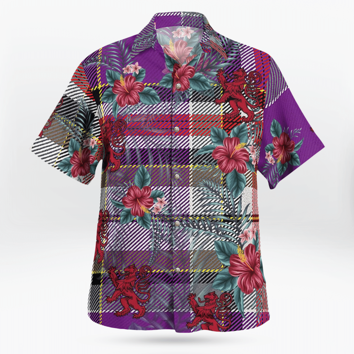 Clan Lockwood Tartan Scottish Lion Hawaiian Shirt IK81 Lockwood Tartan Tartan Hawaii Shirt   