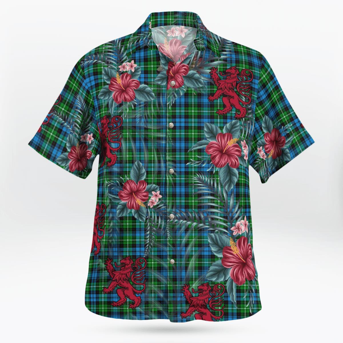 Clan Lammie Tartan Scottish Lion Hawaiian Shirt CD96 Lammie Tartan Tartan Hawaii Shirt   