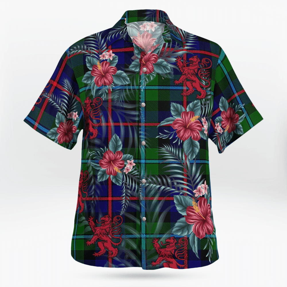 Clan Campbell of Cawdor Modern Tartan Scottish Lion Hawaiian Shirt RL67 Campbell of Cawdor Modern Tartan Tartan Hawaii Shirt   