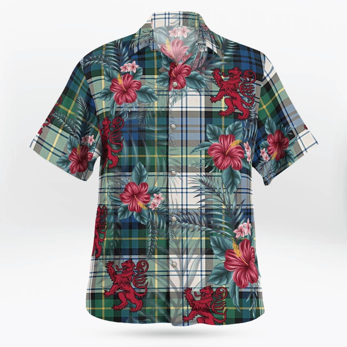 Clan Gordon Dress Ancient Tartan Scottish Lion Hawaiian Shirt PQ36 Gordon Dress Ancient Tartan Tartan Hawaii Shirt   