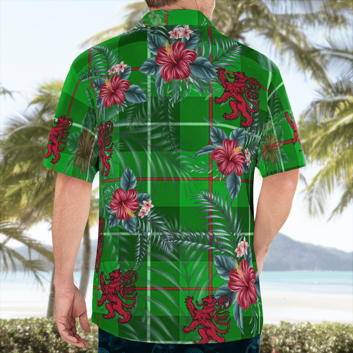 Clan Galloway District Tartan Scottish Lion Hawaiian Shirt GT38 Galloway District Tartan Tartan Hawaii Shirt   