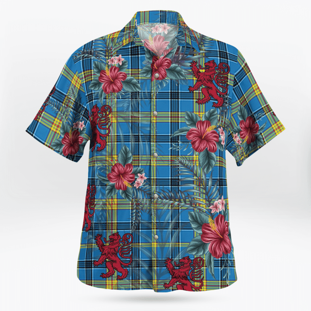 Clan Laing Tartan Scottish Lion Hawaiian Shirt RI89 Laing Tartan Tartan Hawaii Shirt   