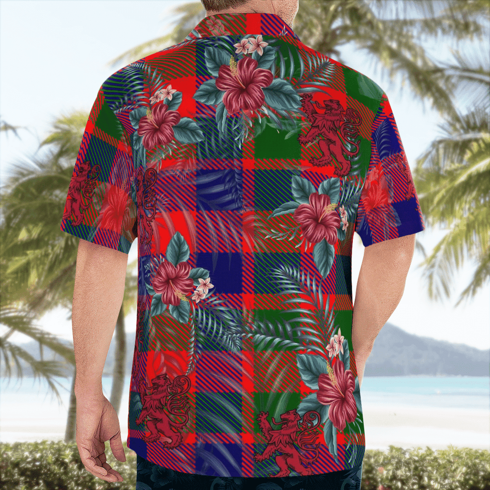Clan Gow Modern Tartan Scottish Lion Hawaiian Shirt BQ67 Gow Modern Tartan Tartan Hawaii Shirt   