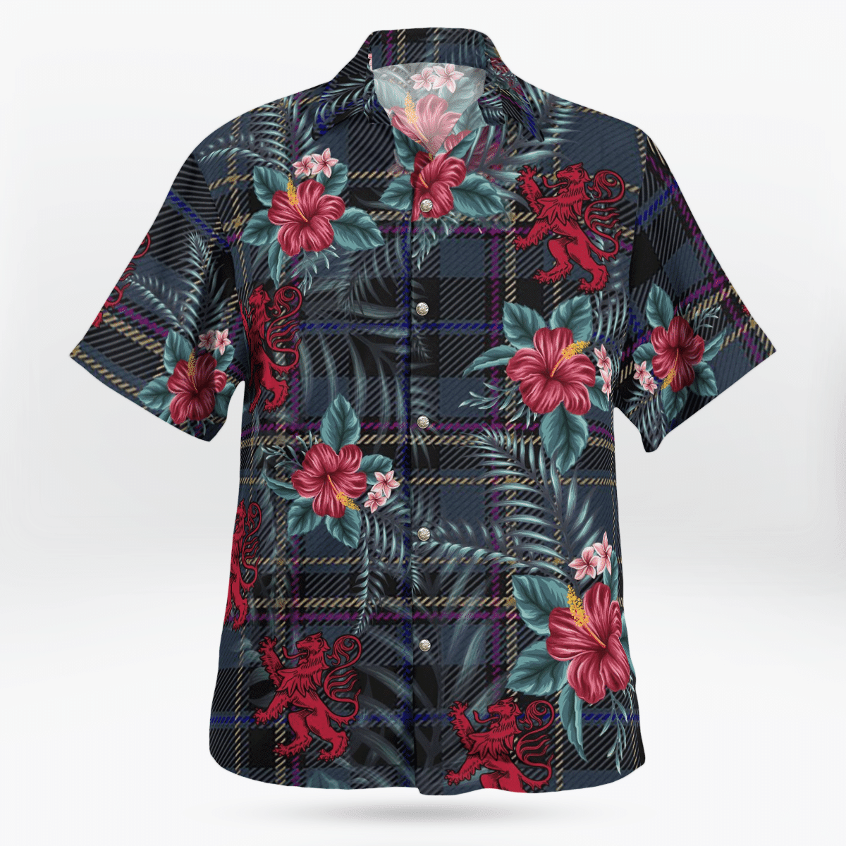 Clan Conway Tartan Scottish Lion Hawaiian Shirt GN37 Conway Tartan Tartan Hawaii Shirt   