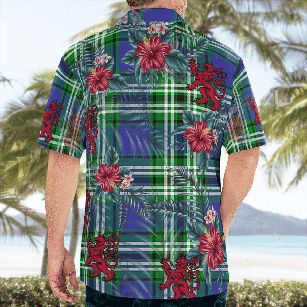 Clan Haliburton Tartan Scottish Lion Hawaiian Shirt FL53 Haliburton Tartan Tartan Hawaii Shirt   