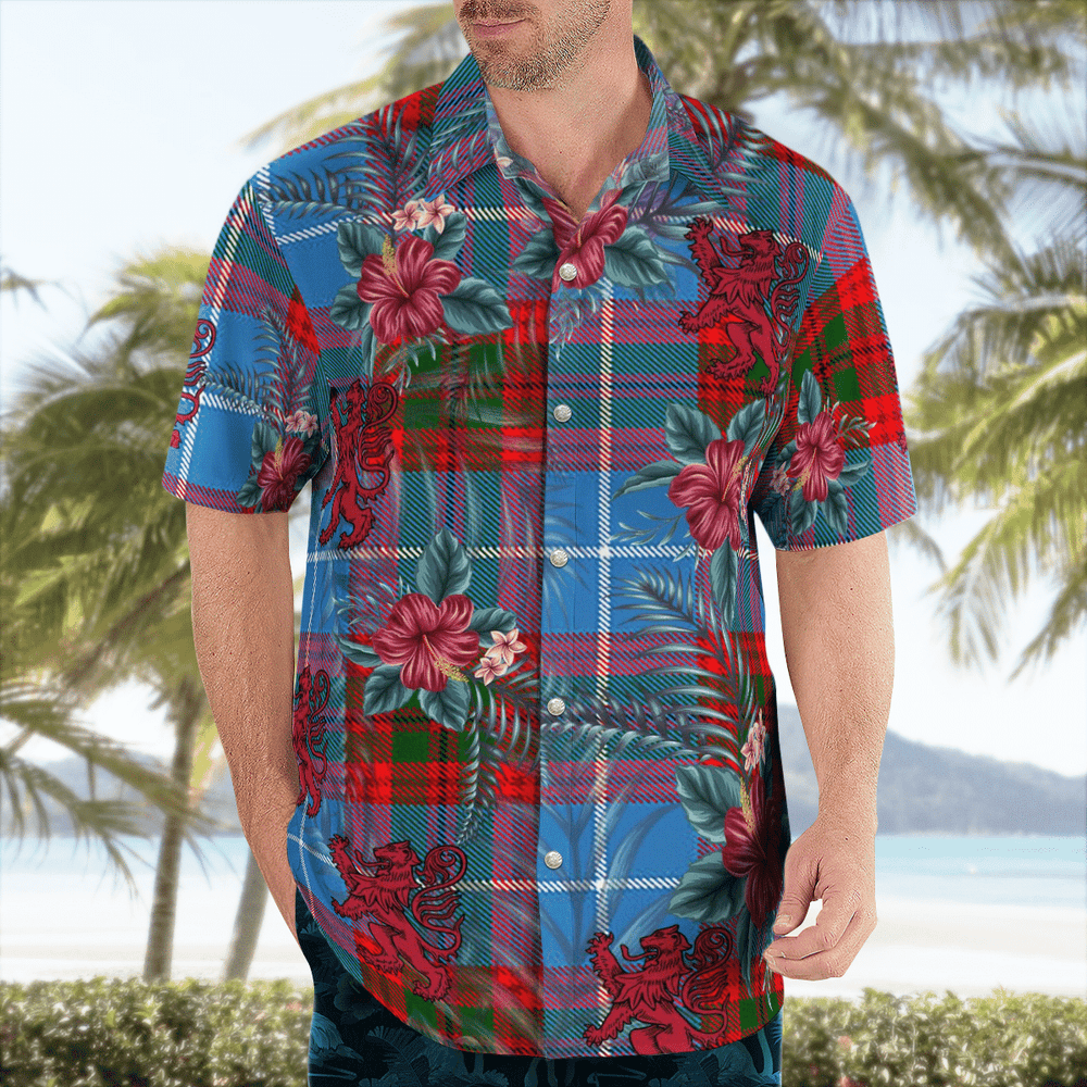 Clan Crichton District Tartan Scottish Lion Hawaiian Shirt BJ68 Crichton District Tartan Tartan Hawaii Shirt   