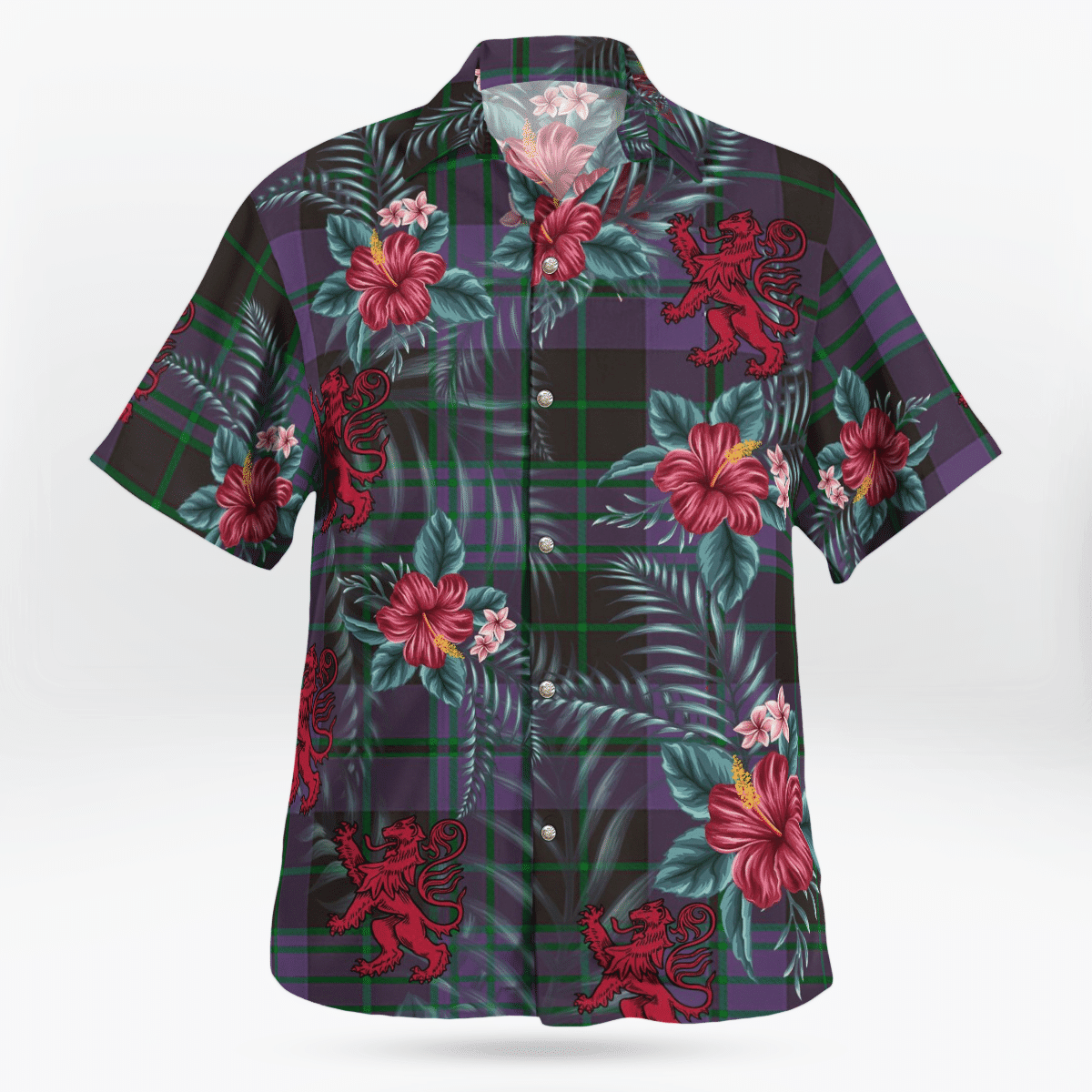 Clan Clergy Green Tartan Scottish Lion Hawaiian Shirt CP17 Clergy Green Tartan Tartan Hawaii Shirt   