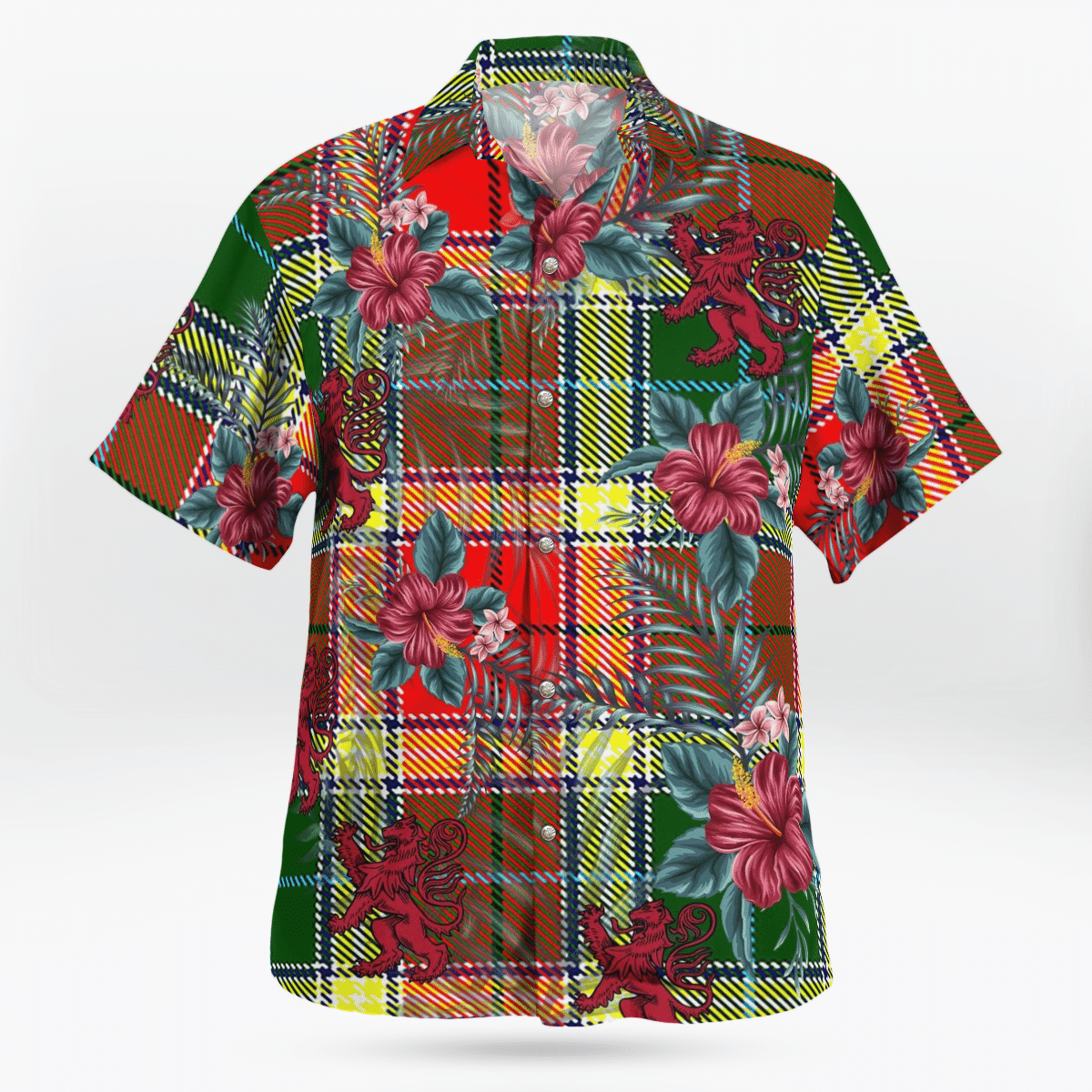 Clan Gibbs Tartan Scottish Lion Hawaiian Shirt QE77 Gibbs Tartan Tartan Hawaii Shirt   