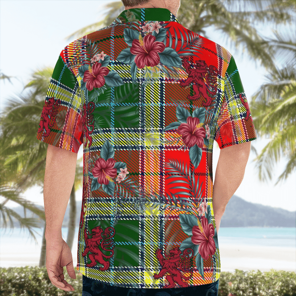 Clan Gibbs Tartan Scottish Lion Hawaiian Shirt QE77 Gibbs Tartan Tartan Hawaii Shirt   