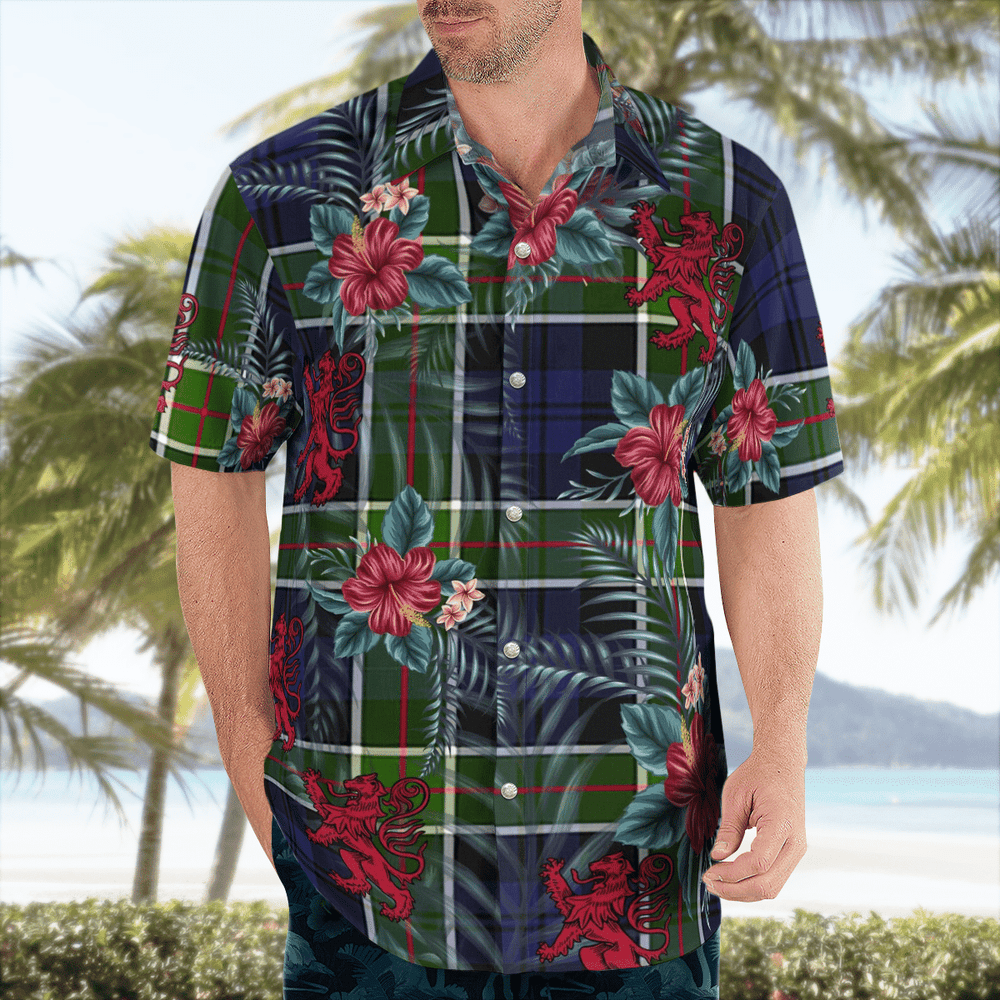 Clan Colquhoun Tartan Scottish Lion Hawaiian Shirt QR88 Colquhoun Tartan Tartan Hawaii Shirt   