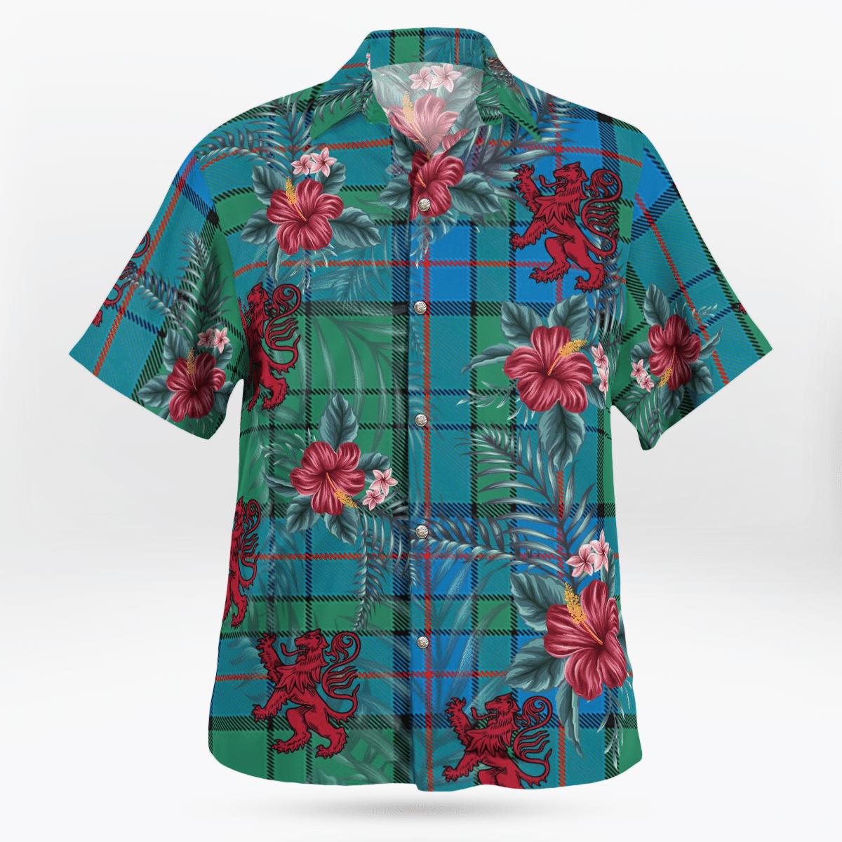 Clan Lockhart Tartan Scottish Lion Hawaiian Shirt VV96 Lockhart Tartan Tartan Hawaii Shirt   