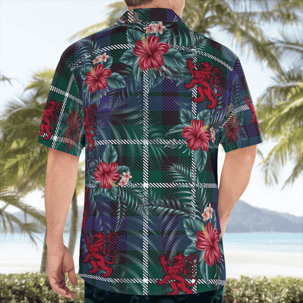 Clan Graham of Montrose Modern Tartan Scottish Lion Hawaiian Shirt FT59 Graham of Montrose Modern Tartan Tartan Hawaii Shirt   