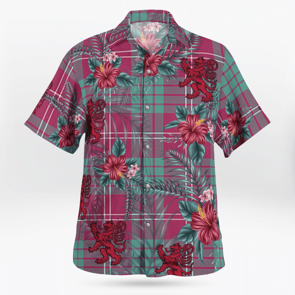 Clan Crawford Ancient Tartan Scottish Lion Hawaiian Shirt HQ46 Crawford Ancient Tartan Tartan Hawaii Shirt   