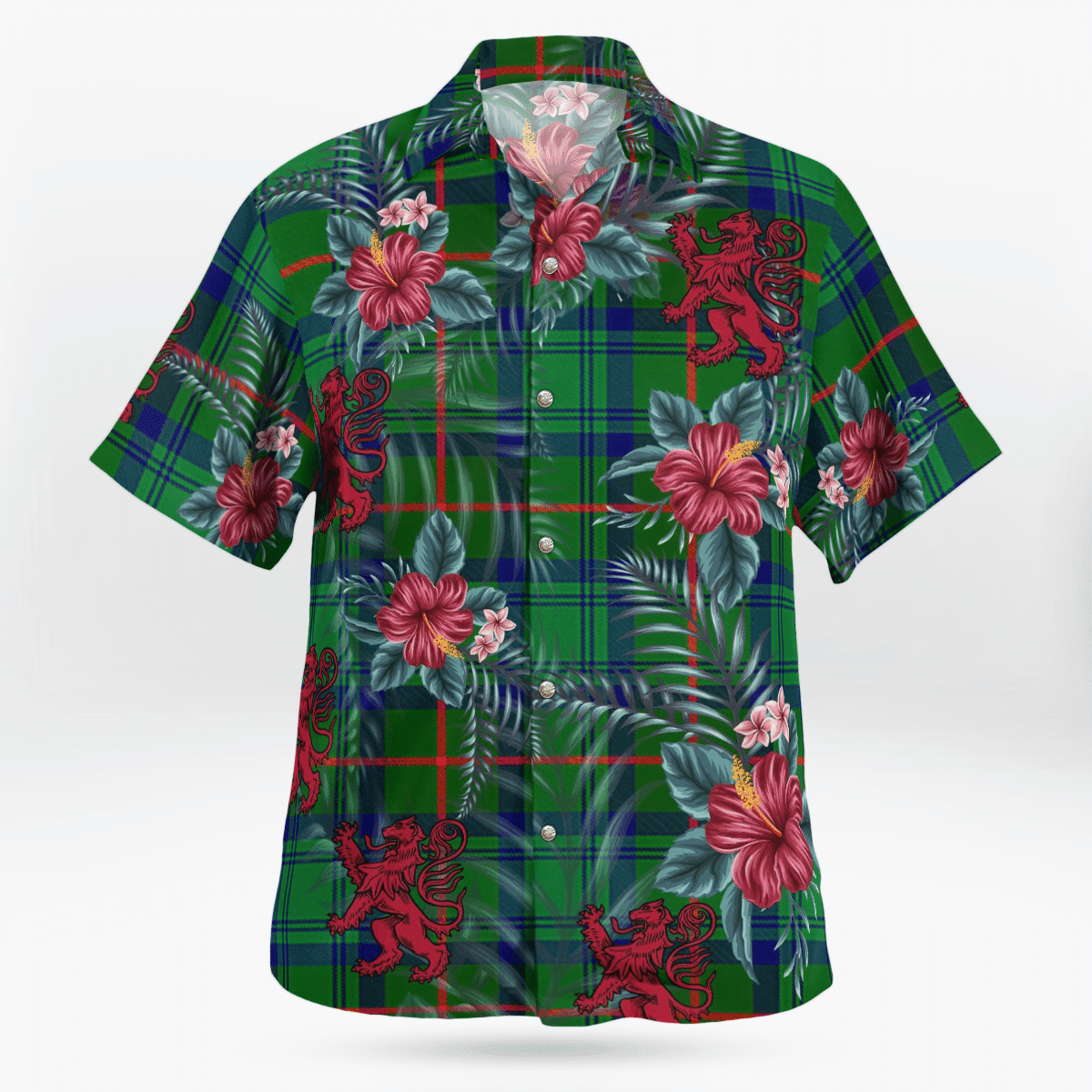 Clan Cranstoun Tartan Scottish Lion Hawaiian Shirt FF90 Cranstoun Tartan Tartan Hawaii Shirt   