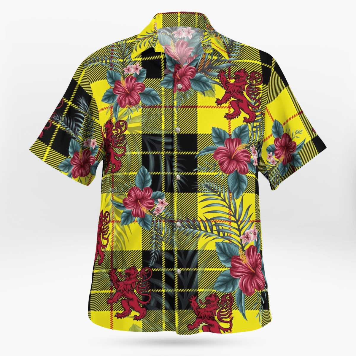 Clan MacLeod of Lewis Modern Tartan Scottish Lion Hawaiian Shirt WY60 MacLeod of Lewis Modern Tartan Tartan Hawaii Shirt   