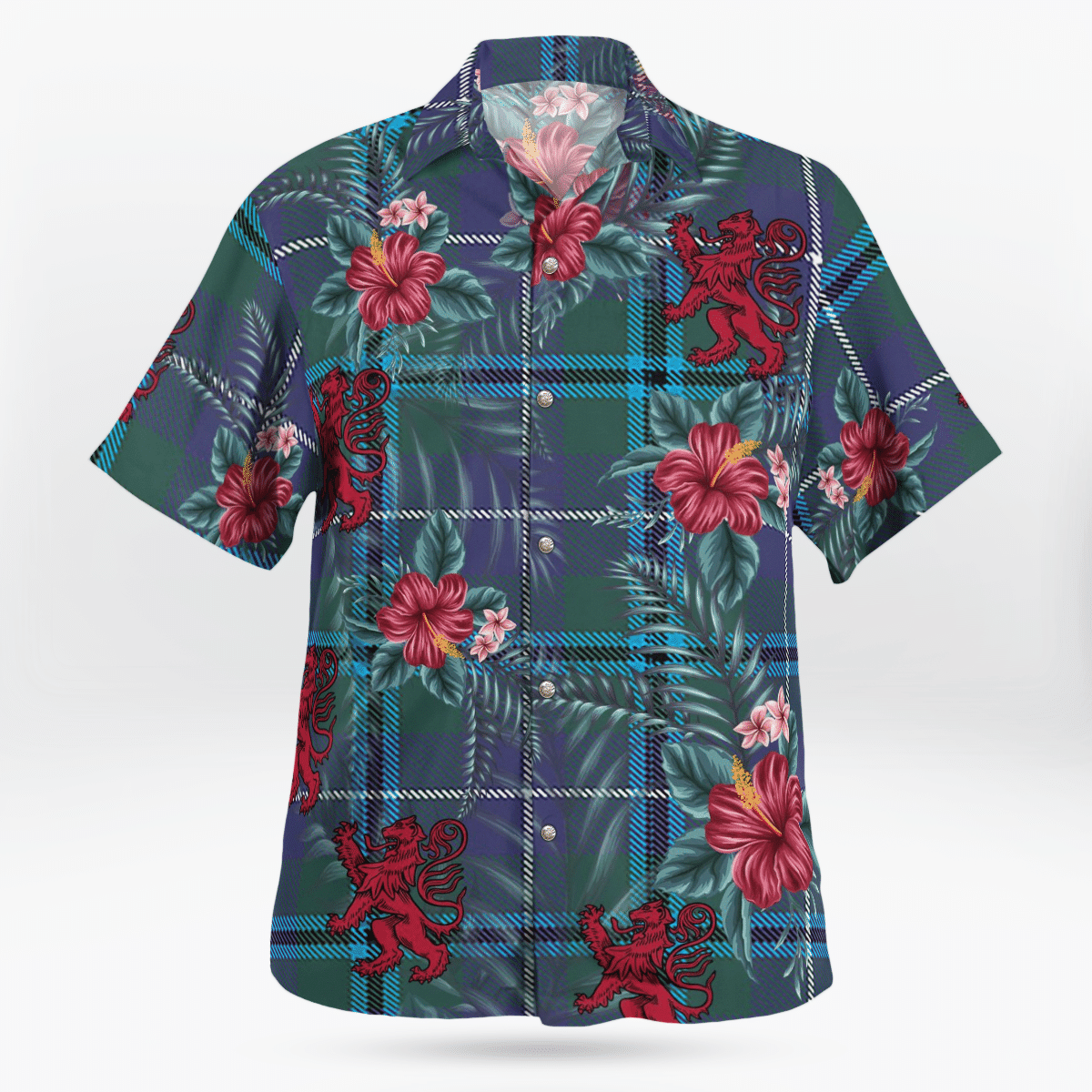 Clan Sandilands (Douglas) Tartan Scottish Lion Hawaiian Shirt WM98 Sandilands (Douglas) Tartan Tartan Hawaii Shirt   