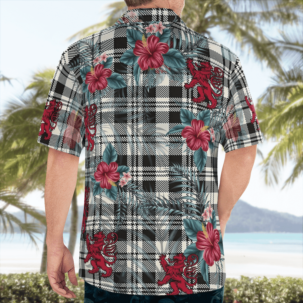 Clan Scott Black & White Ancient Tartan Scottish Lion Hawaiian Shirt AU80 Scott Black & White Ancient Tartan Tartan Hawaii Shirt   