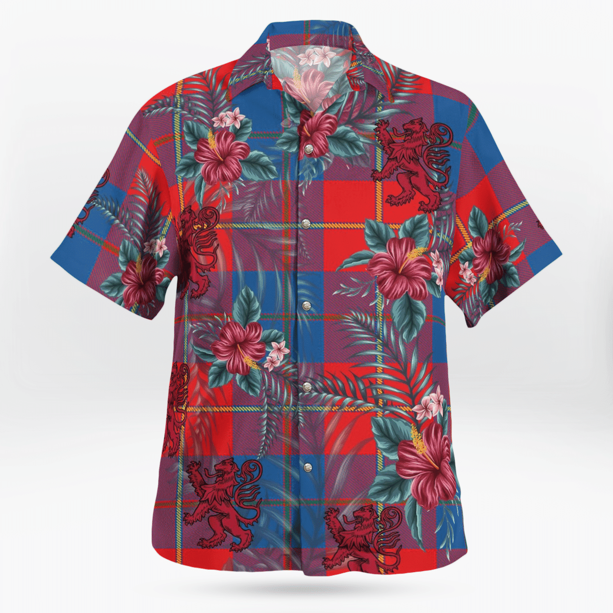 Clan Galloway Red Tartan Scottish Lion Hawaiian Shirt EP94 Galloway Red Tartan Tartan Hawaii Shirt   