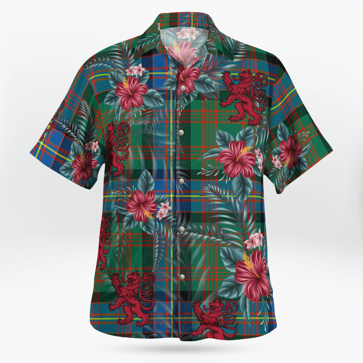 Clan Cochrane Ancient  Tartan Scottish Lion Hawaiian Shirt GL74 Cochrane Ancient Tartan Tartan Hawaii Shirt   