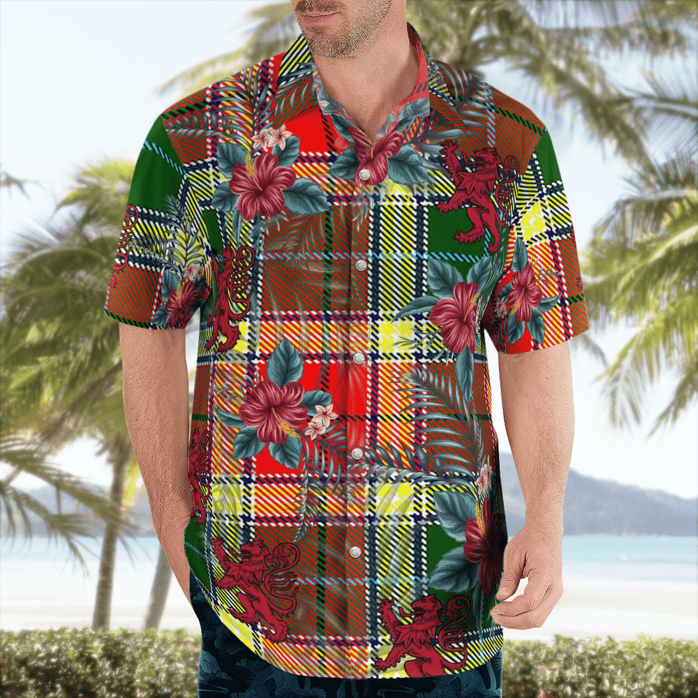 Clan Gibbs Tartan Scottish Lion Hawaiian Shirt QE77 Gibbs Tartan Tartan Hawaii Shirt   