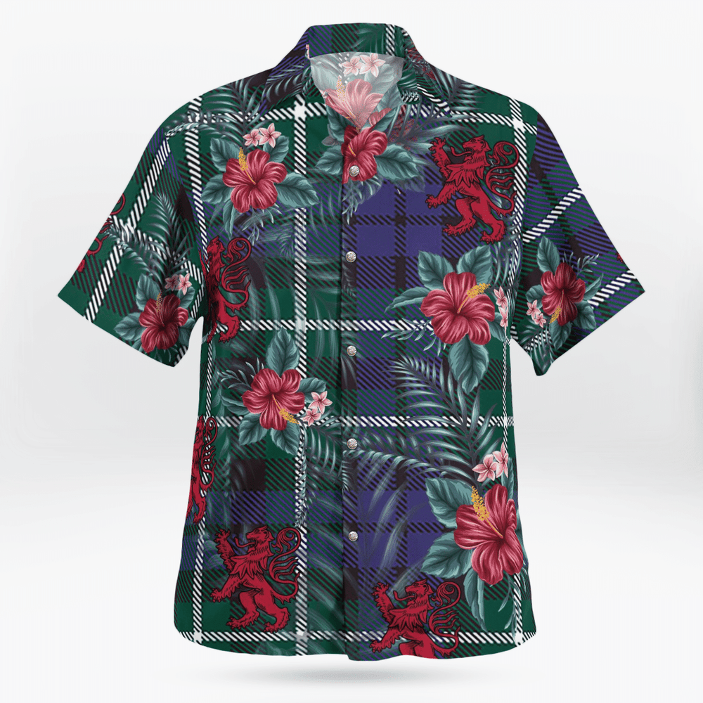 Clan Graham of Montrose Modern Tartan Scottish Lion Hawaiian Shirt FT59 Graham of Montrose Modern Tartan Tartan Hawaii Shirt   