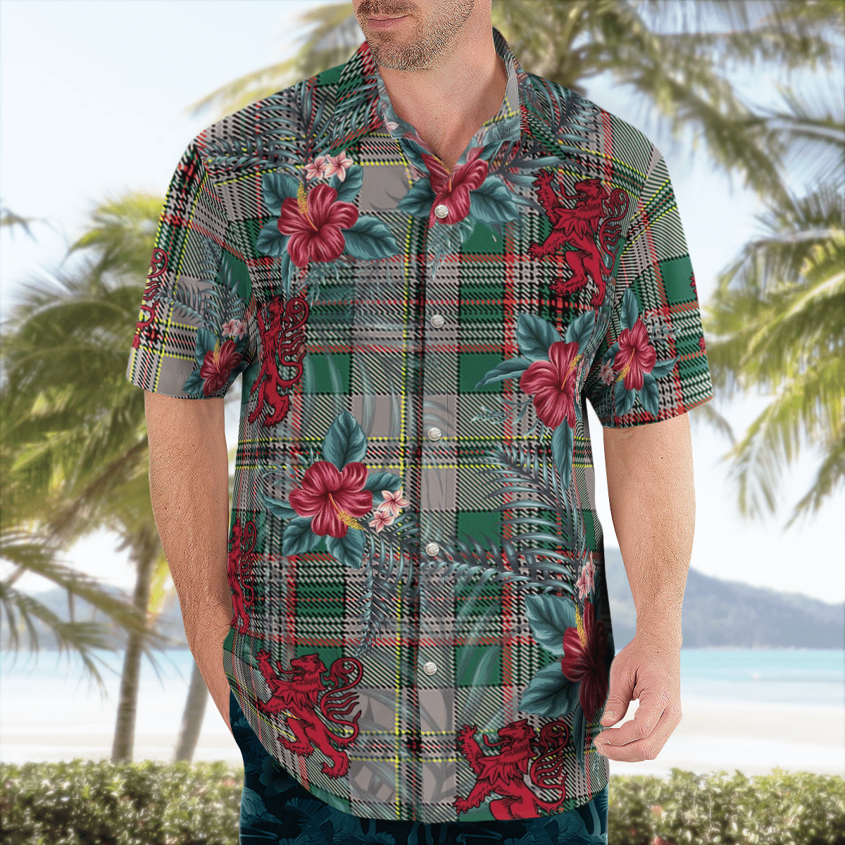 Clan Craig Ancient Tartan Scottish Lion Hawaiian Shirt ZB19 Craig Ancient Tartan Tartan Hawaii Shirt   