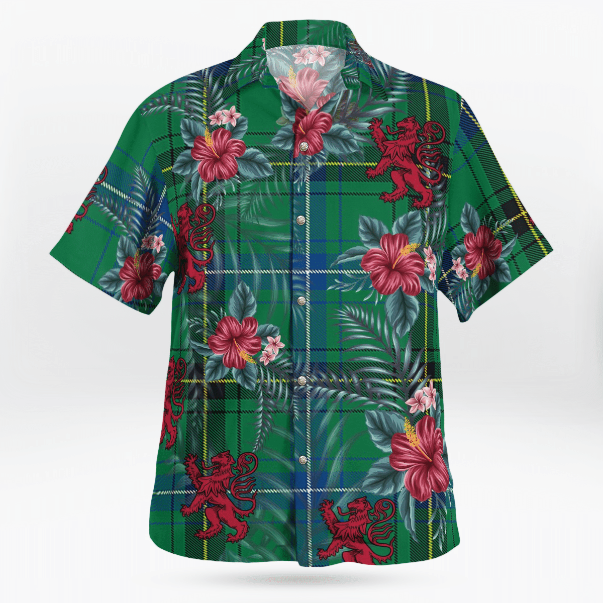Clan Henderson Ancient Tartan Scottish Lion Hawaiian Shirt MP63 Henderson Ancient Tartan Tartan Hawaii Shirt   