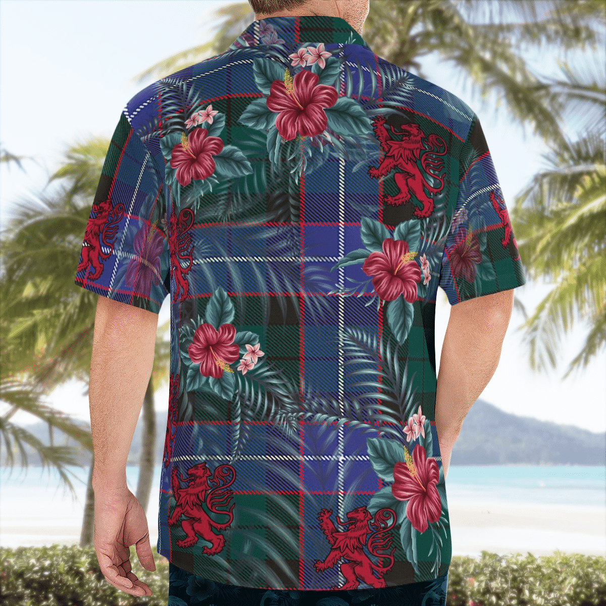 Clan Clan Hunter Modern Tartan Scottish Lion Hawaiian Shirt LF76 Hunter Modern Tartan Tartan Hawaii Shirt   