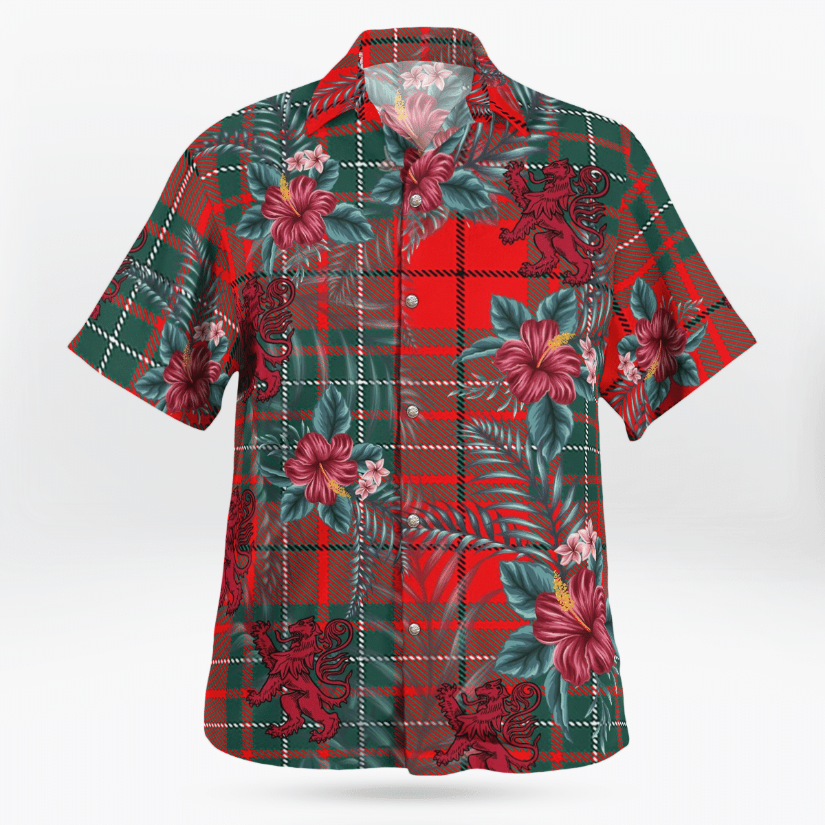 Clan Cumming Modern Tartan Scottish Lion Hawaiian Shirt SD97 Cumming Modern Tartan Tartan Hawaii Shirt   