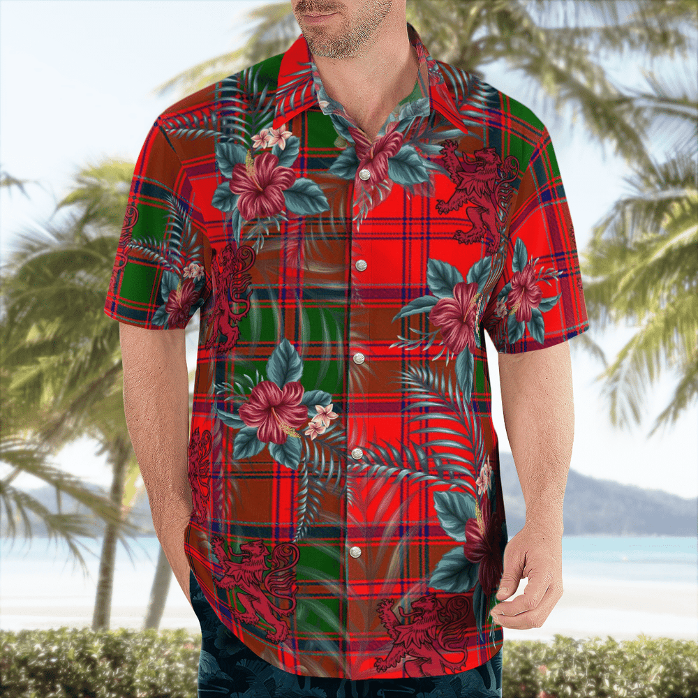 Clan Grant Modern Tartan Scottish Lion Hawaiian Shirt RZ43 Grant Modern Tartan Tartan Hawaii Shirt   