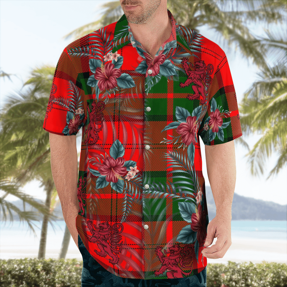 Clan Dunbar Modern Tartan Scottish Lion Hawaiian Shirt ON16 Dunbar Modern Tartan Tartan Hawaii Shirt   