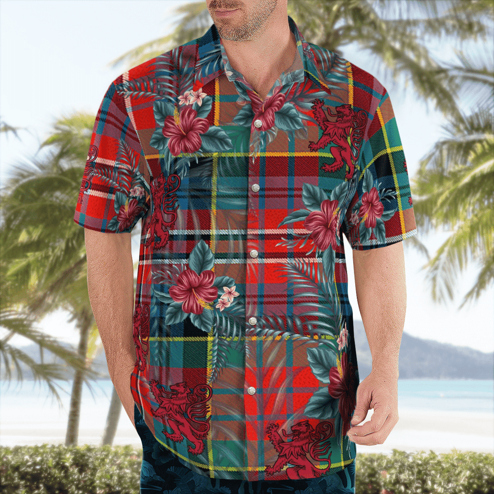 Clan MacPherson Ancient Tartan Scottish Lion Hawaiian Shirt NJ23 MacPherson Ancient Tartan Tartan Hawaii Shirt   