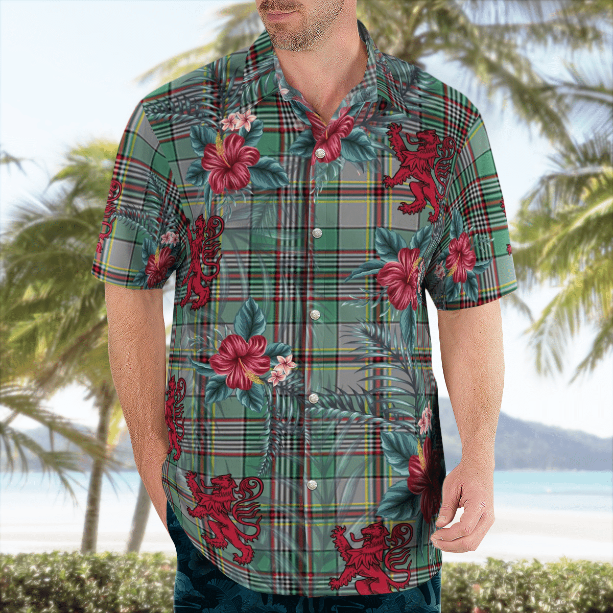 Clan Craig Tartan Scottish Lion Hawaiian Shirt UV54 Craig Tartan Tartan Hawaii Shirt   